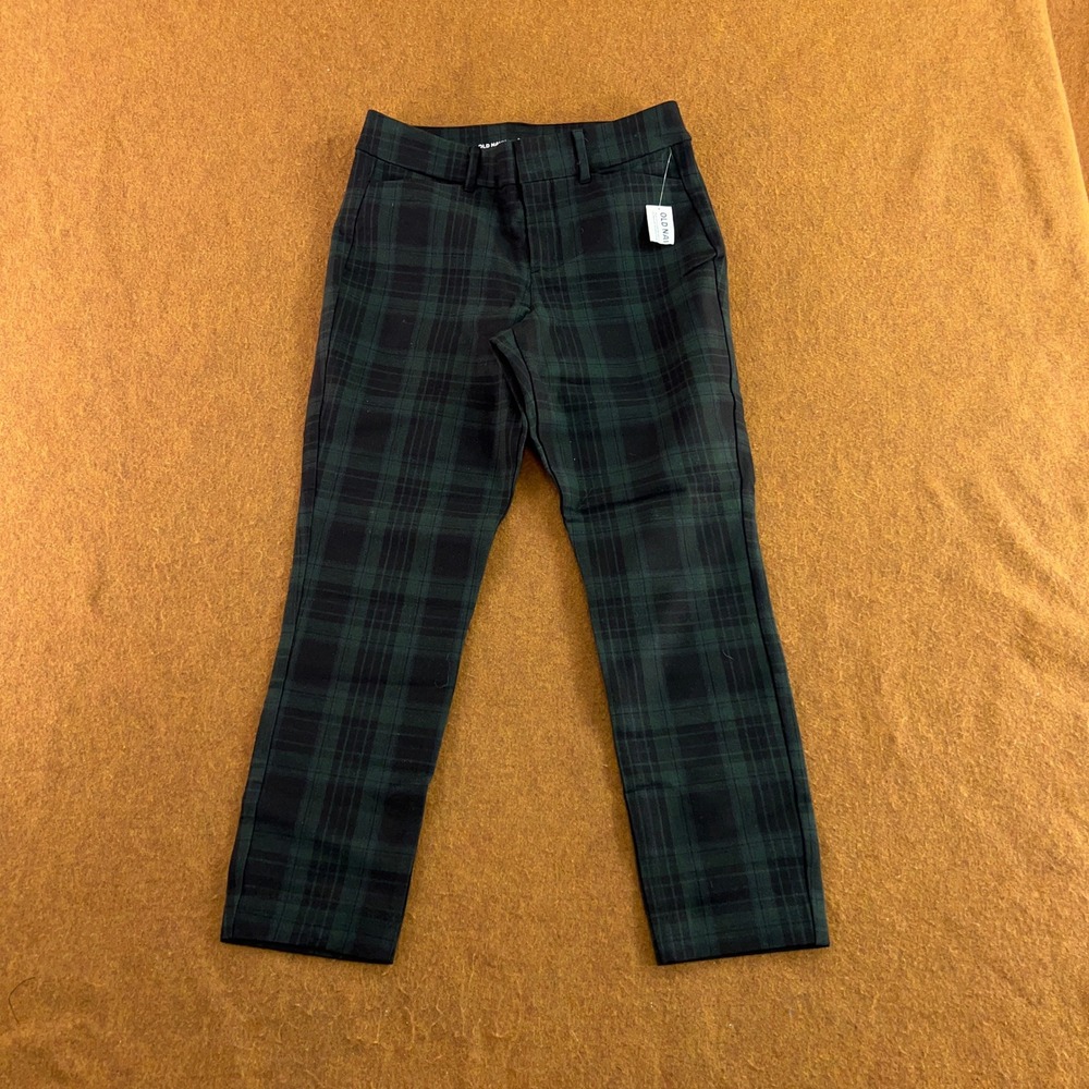 Old Navy Womens 6 Petite Green Plaid High-Rise Pixie Skinny Pants NWT
